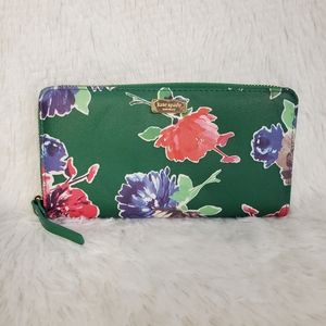 Kate Spade Green Floral Zip Wallet
